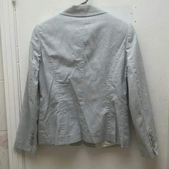 SANDRA ANGELOZZI Femme De Carriere  Tailored Summer Blazer blue white pinstriped - Picture 5 of 7